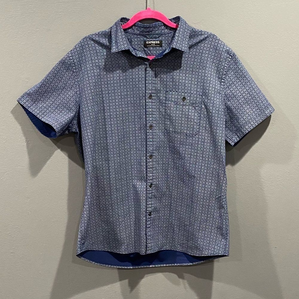 Express button up shirt size XL blue